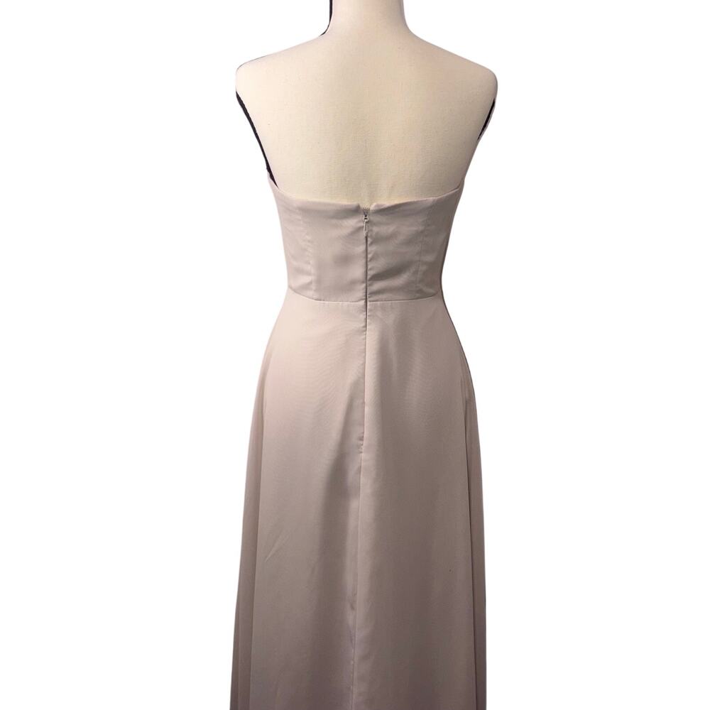 Azazie Wren Formal Taupe Bridesmaid Gown Strapless A-Line Silde Slit A2 - Picture 6 of 14